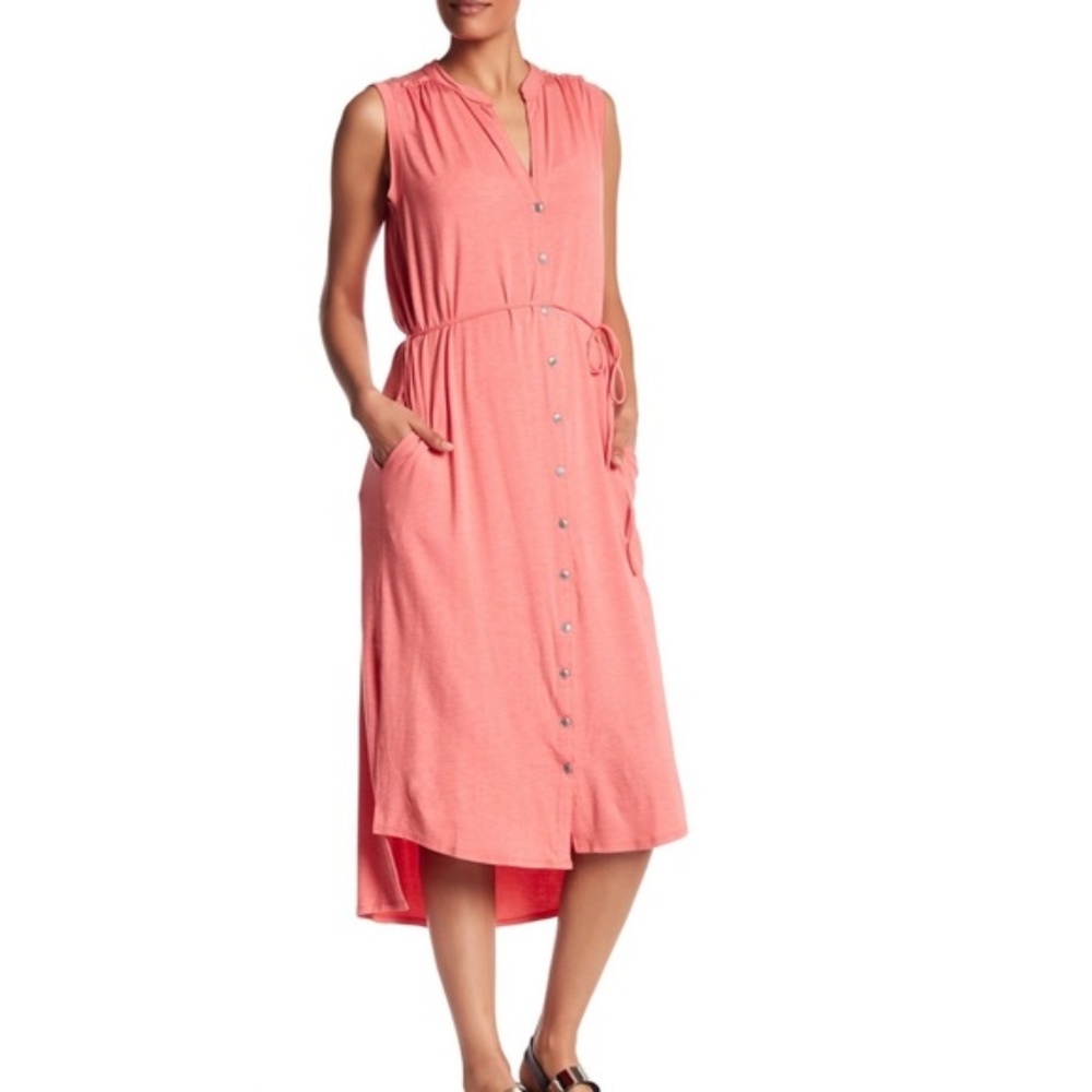 🌸H by Bordeaux Hi-Lo Button Shirt Dress